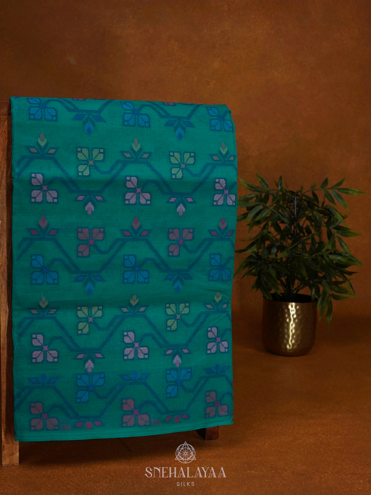 Peacock Blue Bengal Cotton Saree