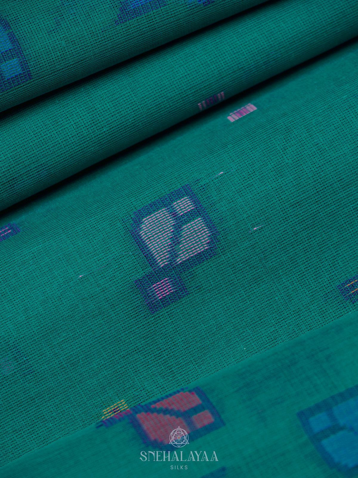 Peacock Blue Bengal Cotton Saree