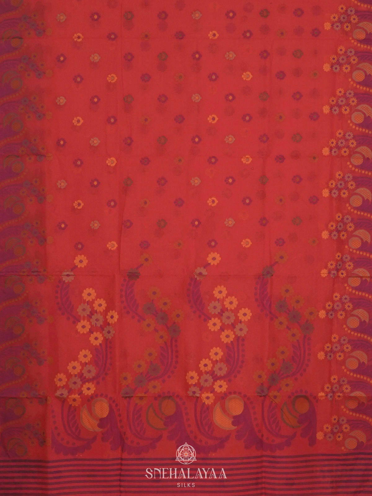 Peach Bengal Cotton Saree