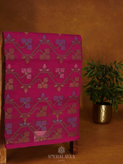 Magenta Pink Bengal Cotton Saree