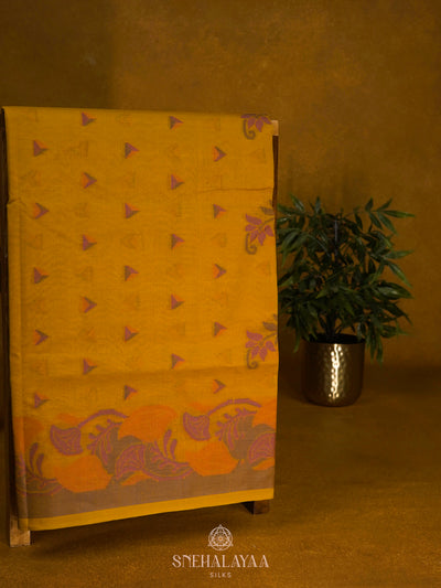 Yellow Bengal Cotton Saree