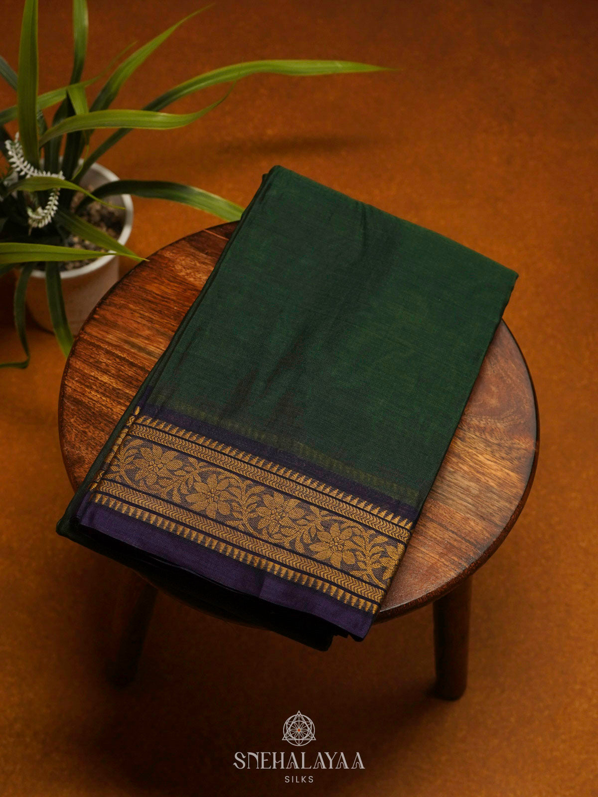 Forest Green Bengal Cotton Saree