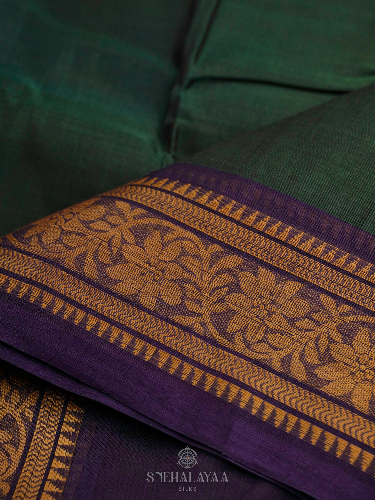 Forest Green Bengal Cotton Saree