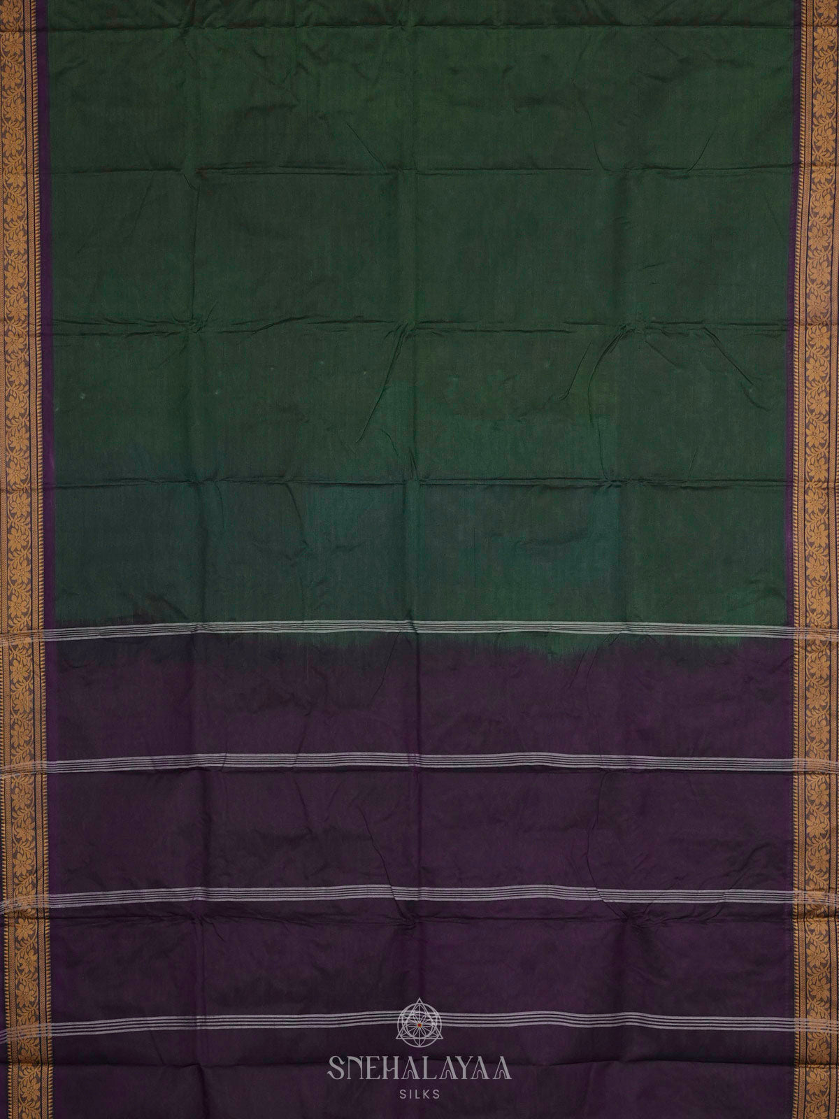 Forest Green Bengal Cotton Saree