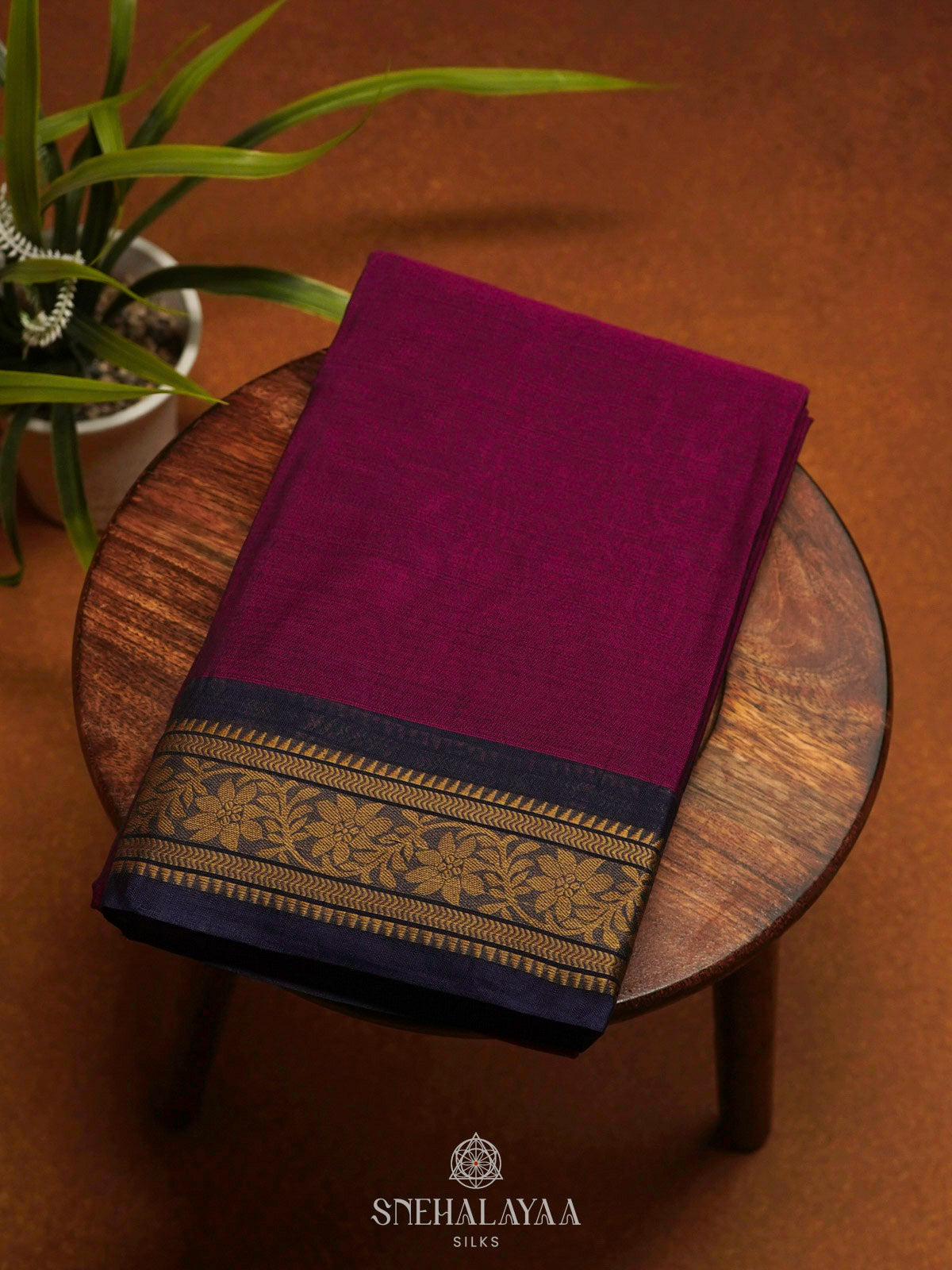Magenta Bengal Cotton Saree