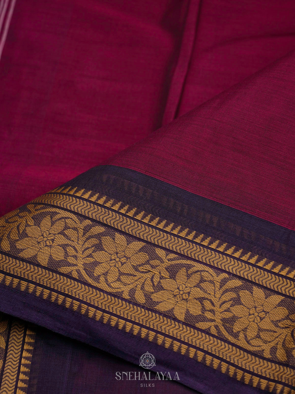 Magenta Bengal Cotton Saree