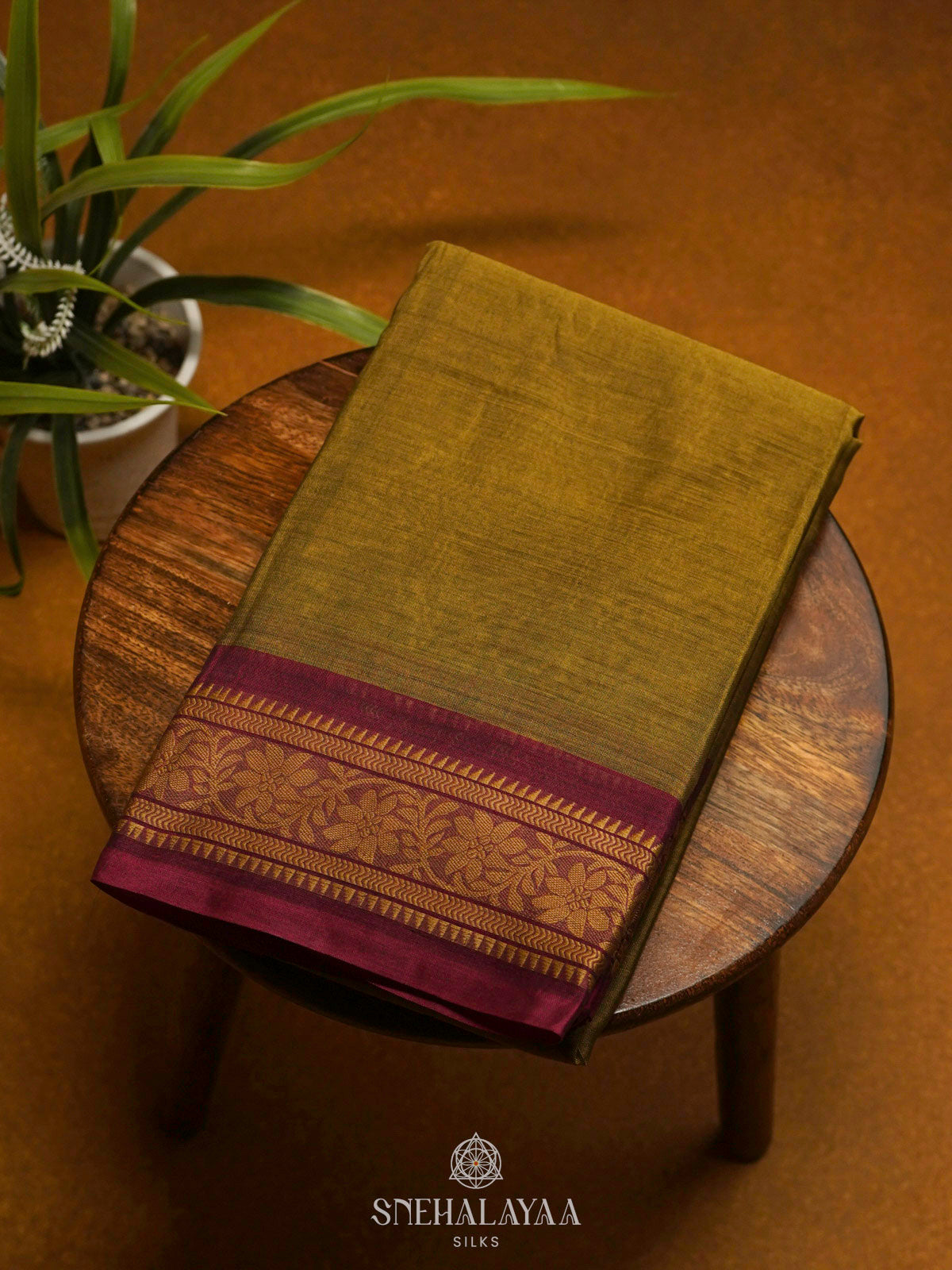 Mustard Bengal Cotton Saree