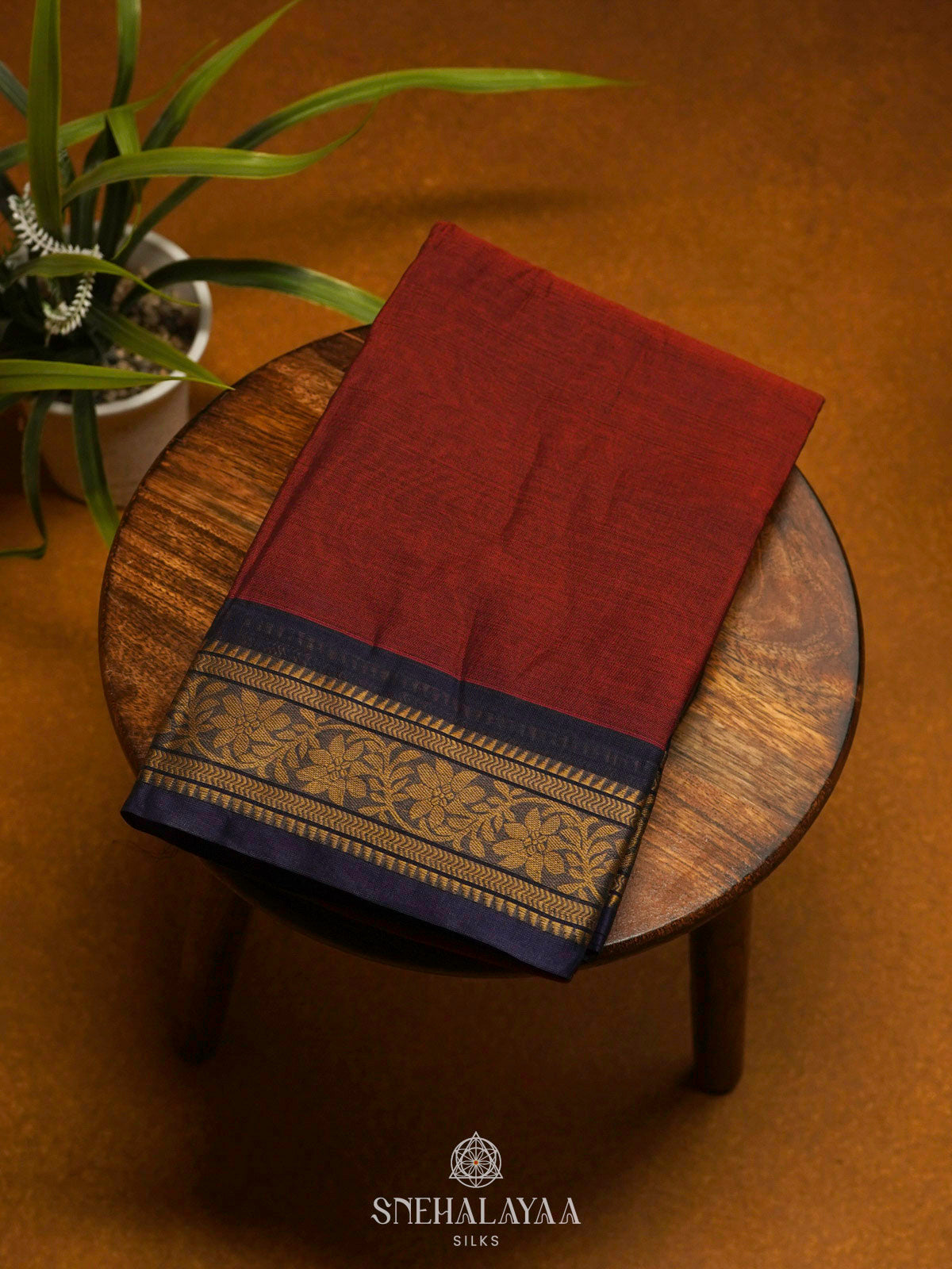 Maroon Bengal Cotton Saree