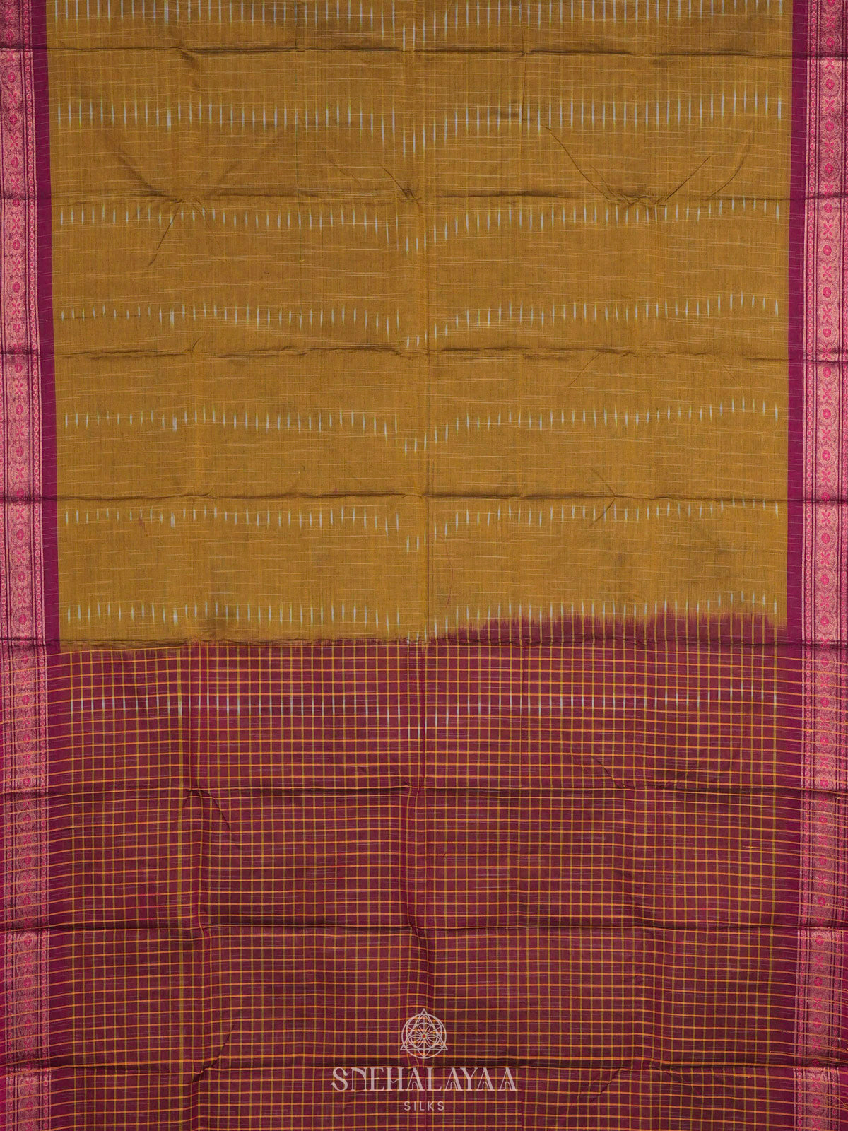 Mustard Yellow Bengal Cotton Saree