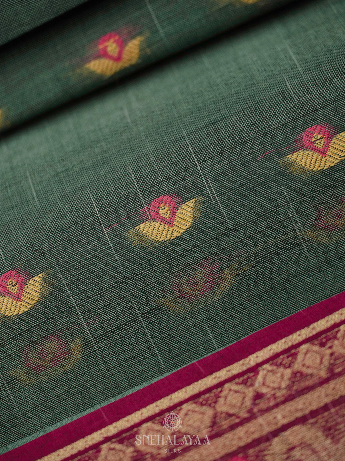 Pale Green Bengal Cotton Saree