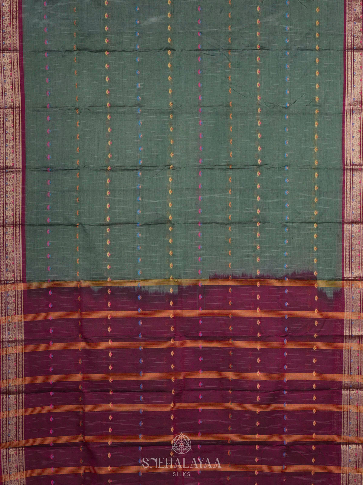 Pale Green Bengal Cotton Saree