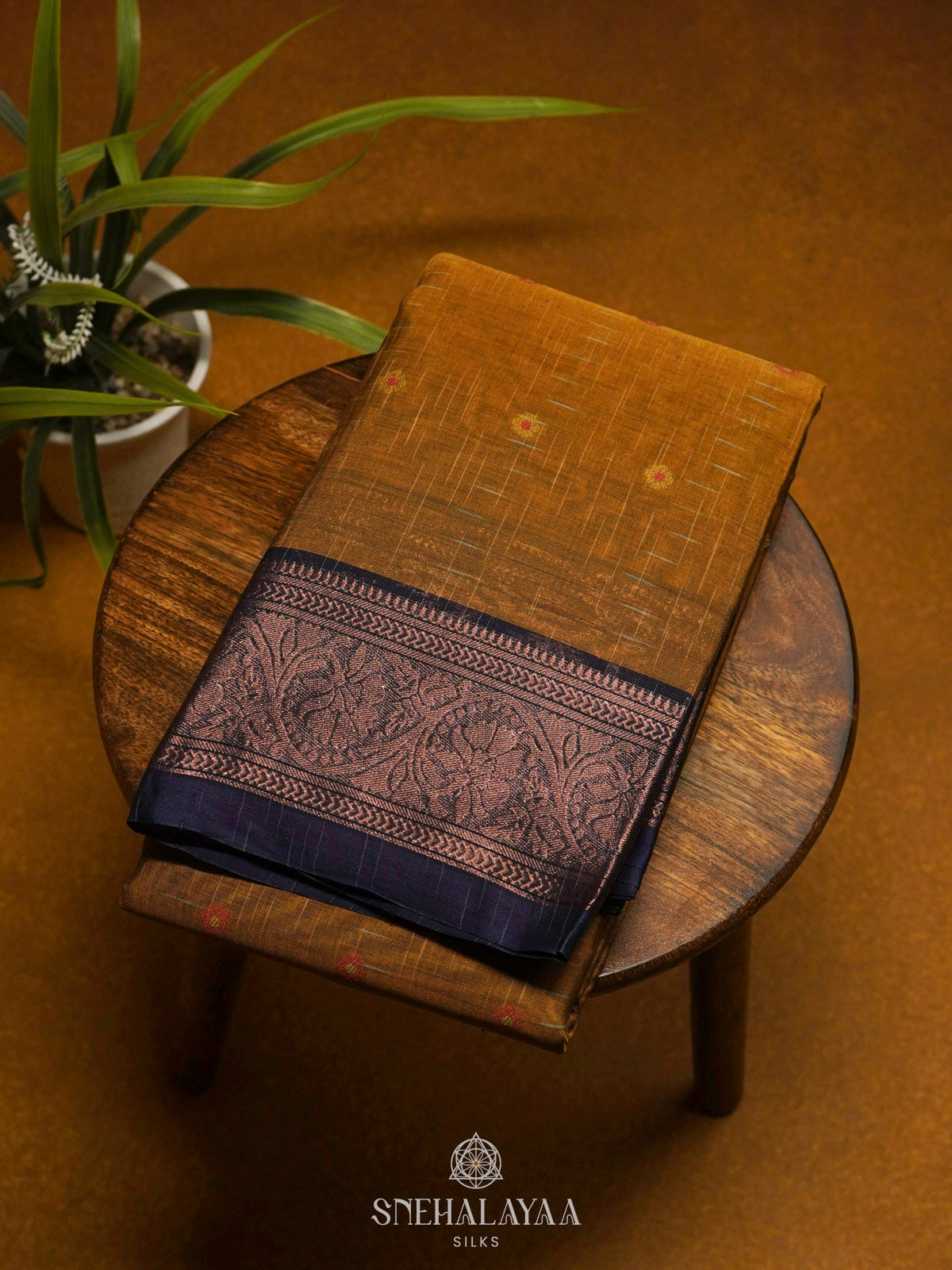 Mustard Yellow Bengal Cotton Saree