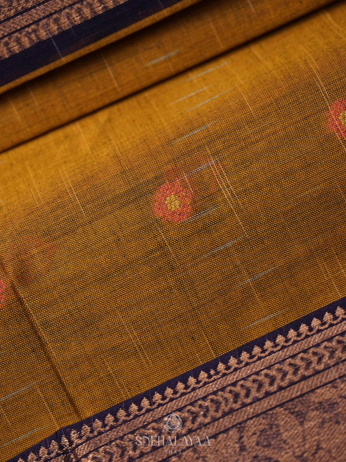 Mustard Yellow Bengal Cotton Saree