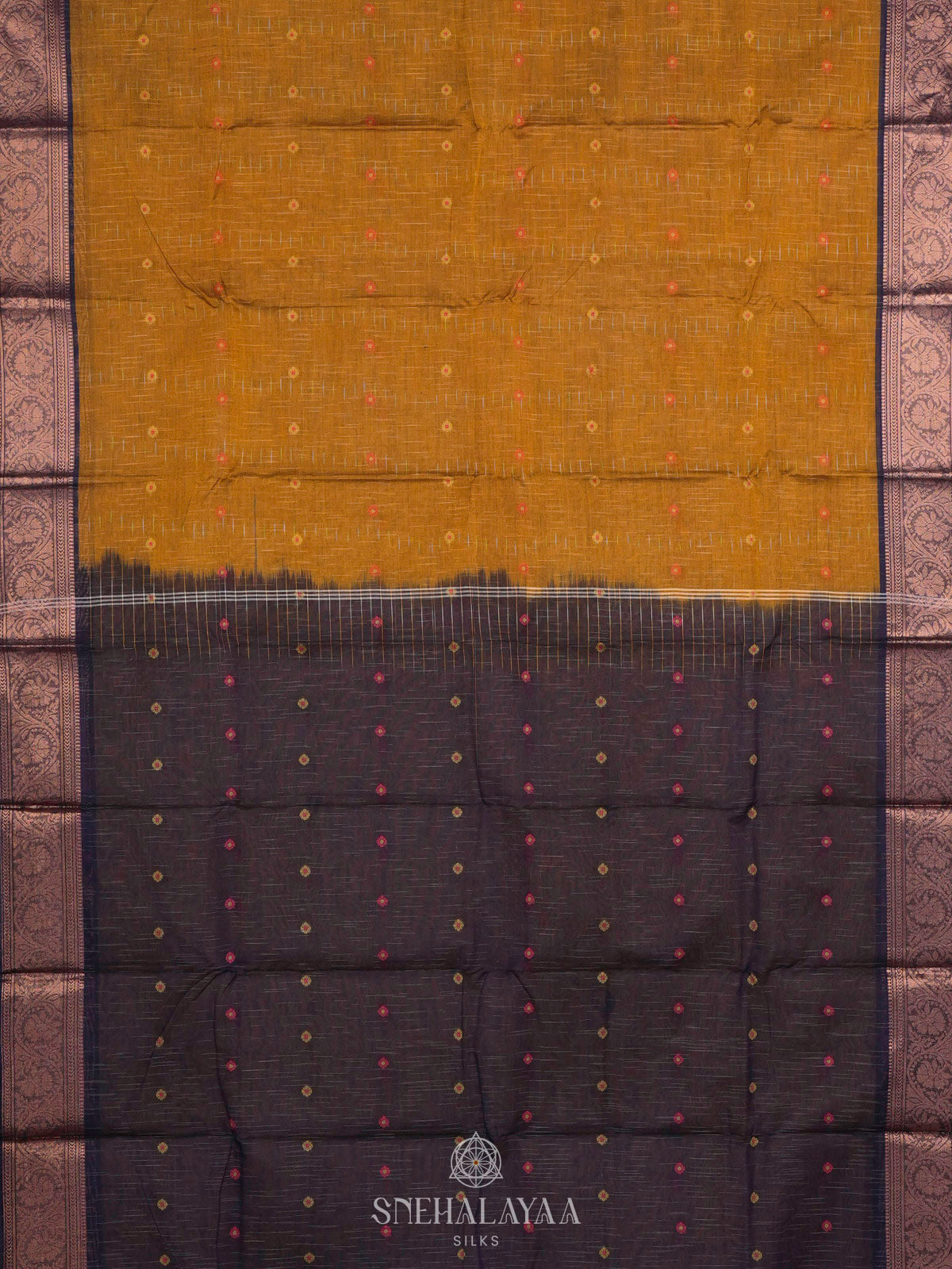 Mustard Yellow Bengal Cotton Saree