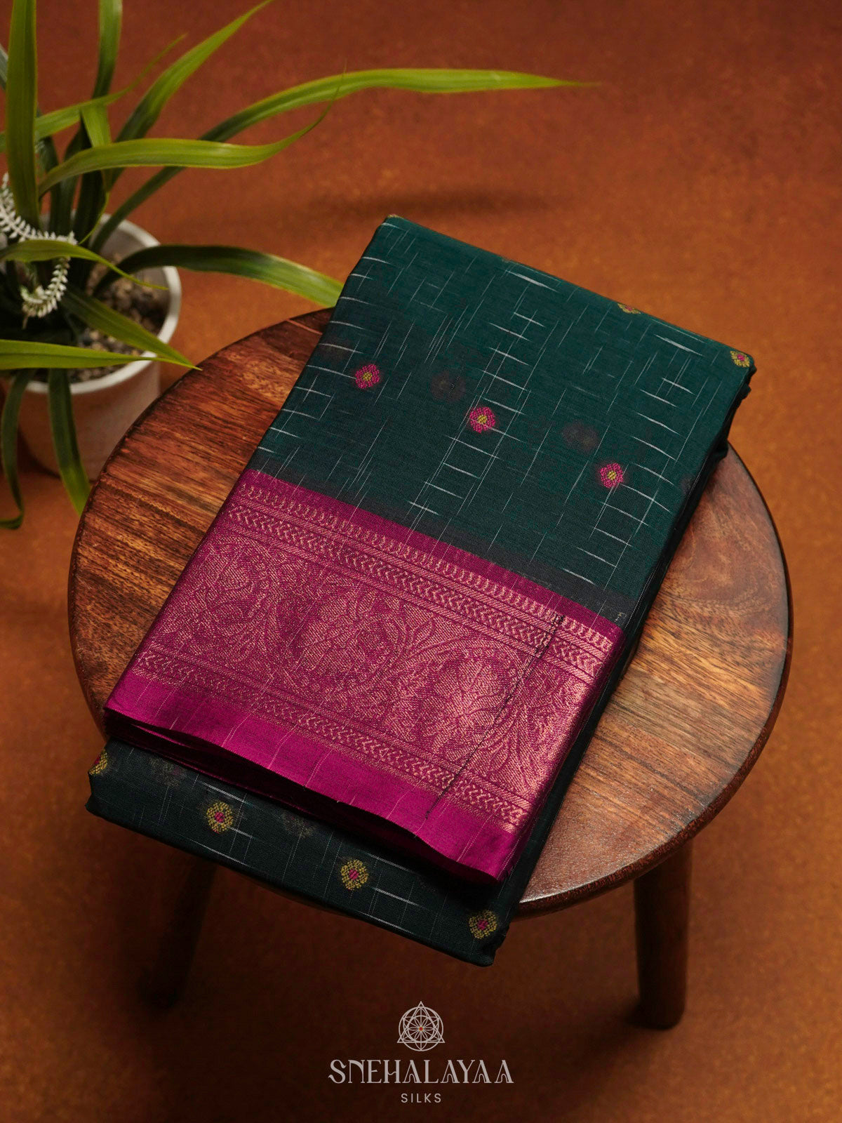 Forest Green Bengal Cotton Saree