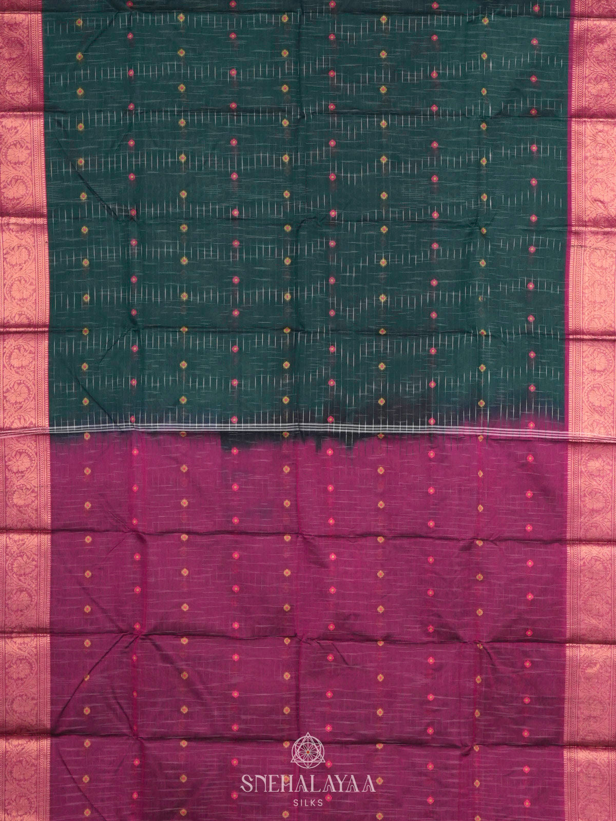 Forest Green Bengal Cotton Saree