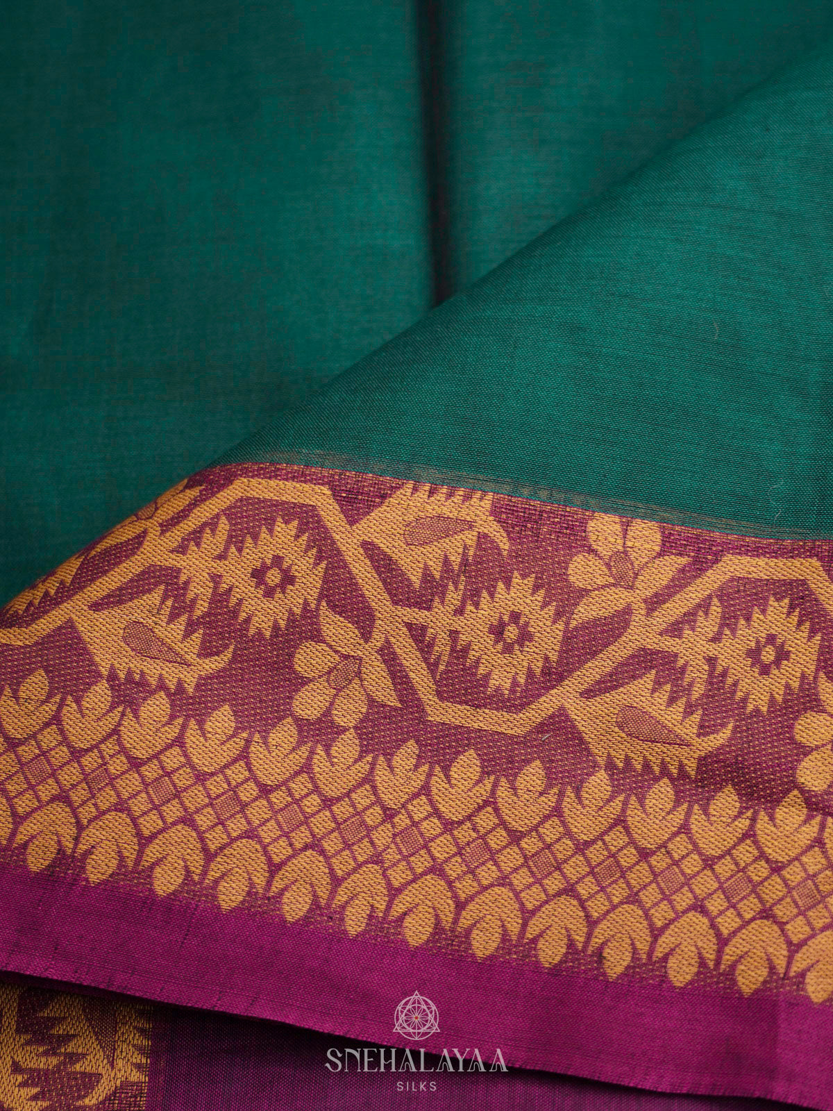 Forest Green Bengal Cotton Saree