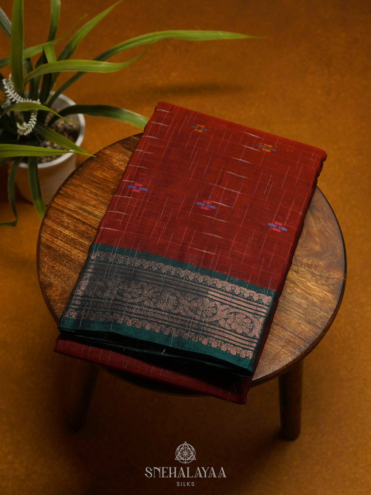 Maroon Bengal Cotton Saree
