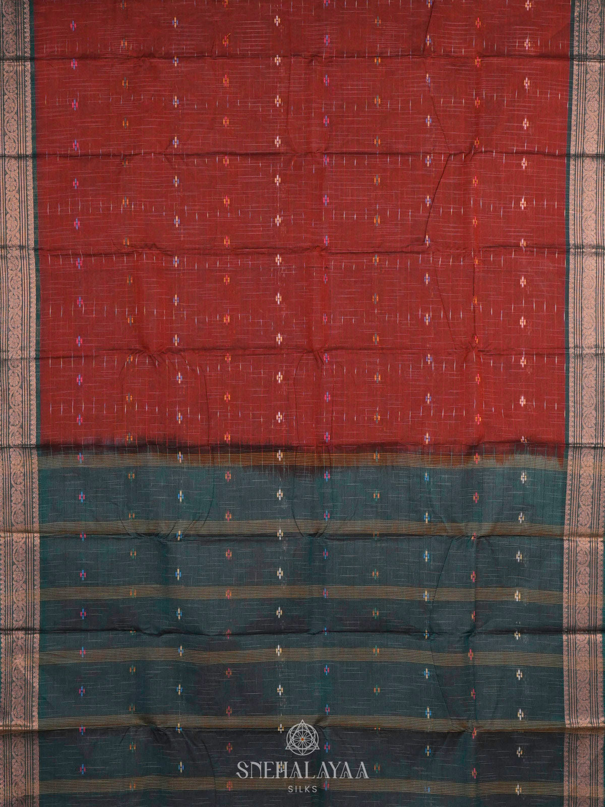 Maroon Bengal Cotton Saree