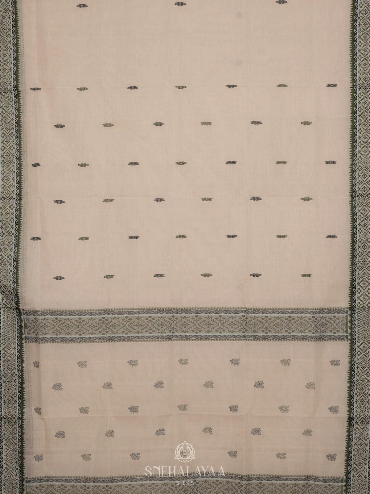 Off White Bengal Cotton Saree