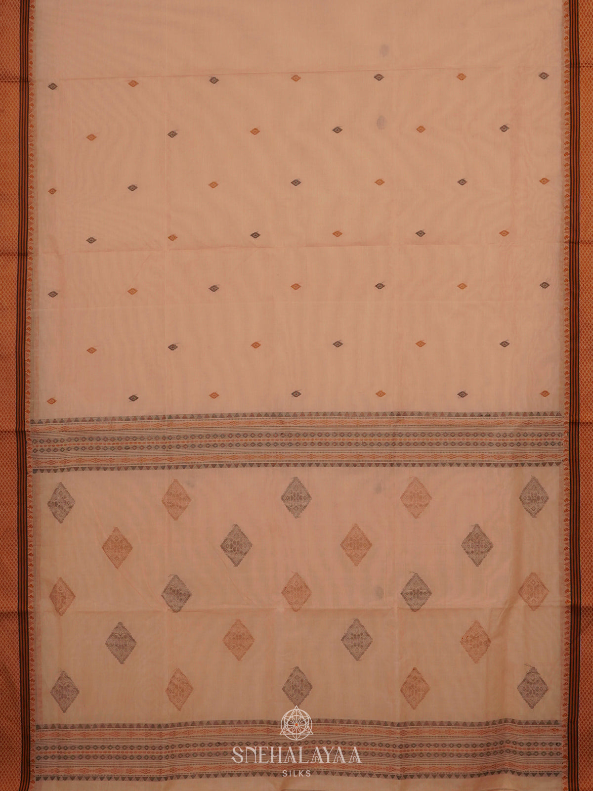Cream Bengal Cotton Saree