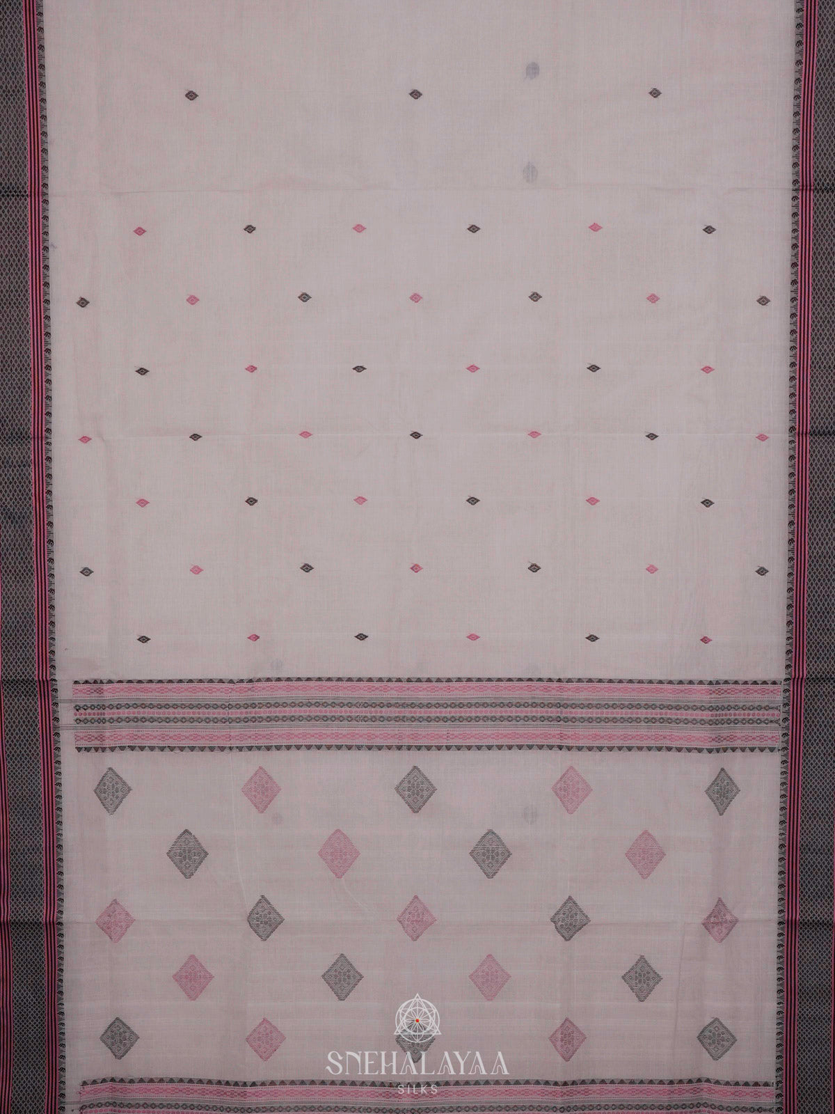 Off White Bengal Cotton Saree