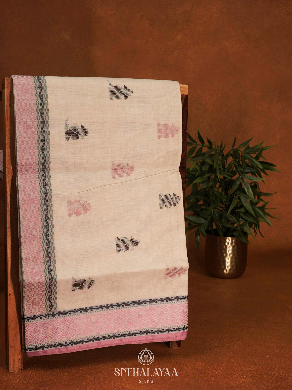 Cream Bengal Cotton Saree