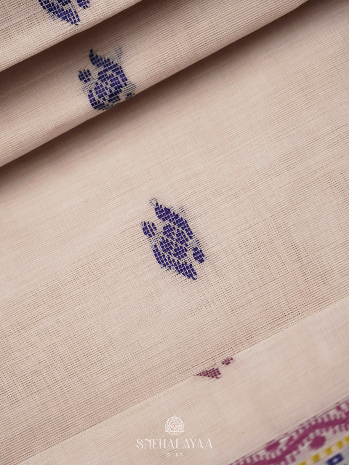Off White Bengal Cotton Saree