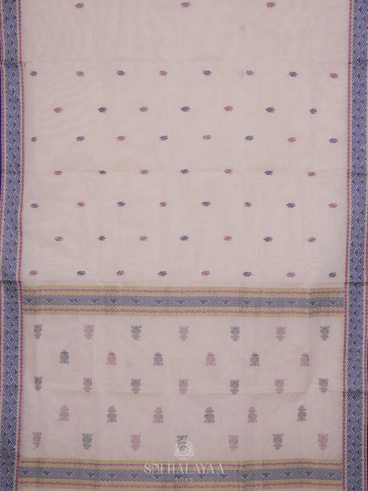 Off White Bengal Cotton Saree