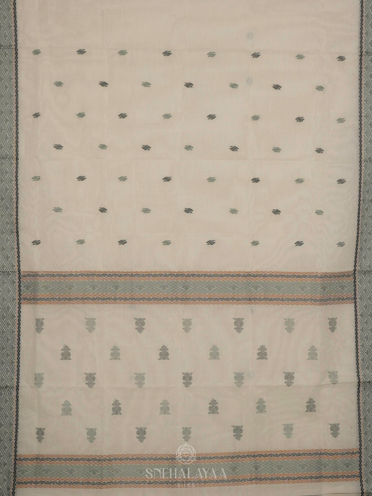 Off White Bengal Cotton Saree