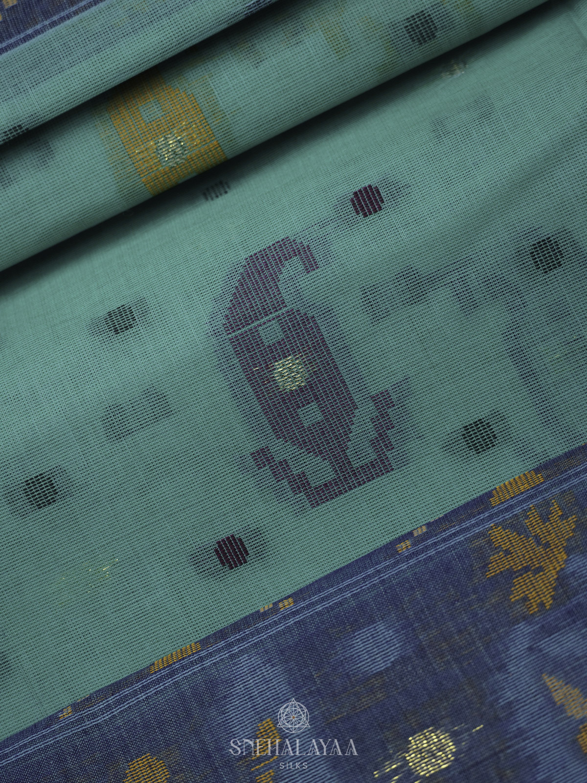 Mint Green Bengal Cotton Saree