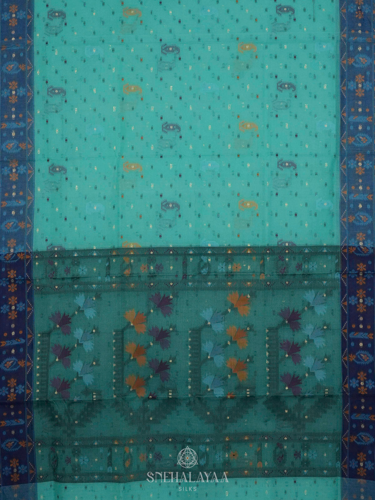 Mint Green Bengal Cotton Saree