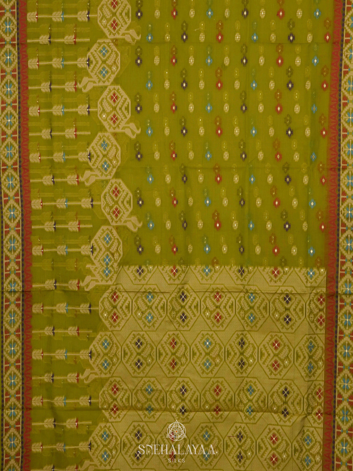 Mahendi Green Bengal Cotton Saree