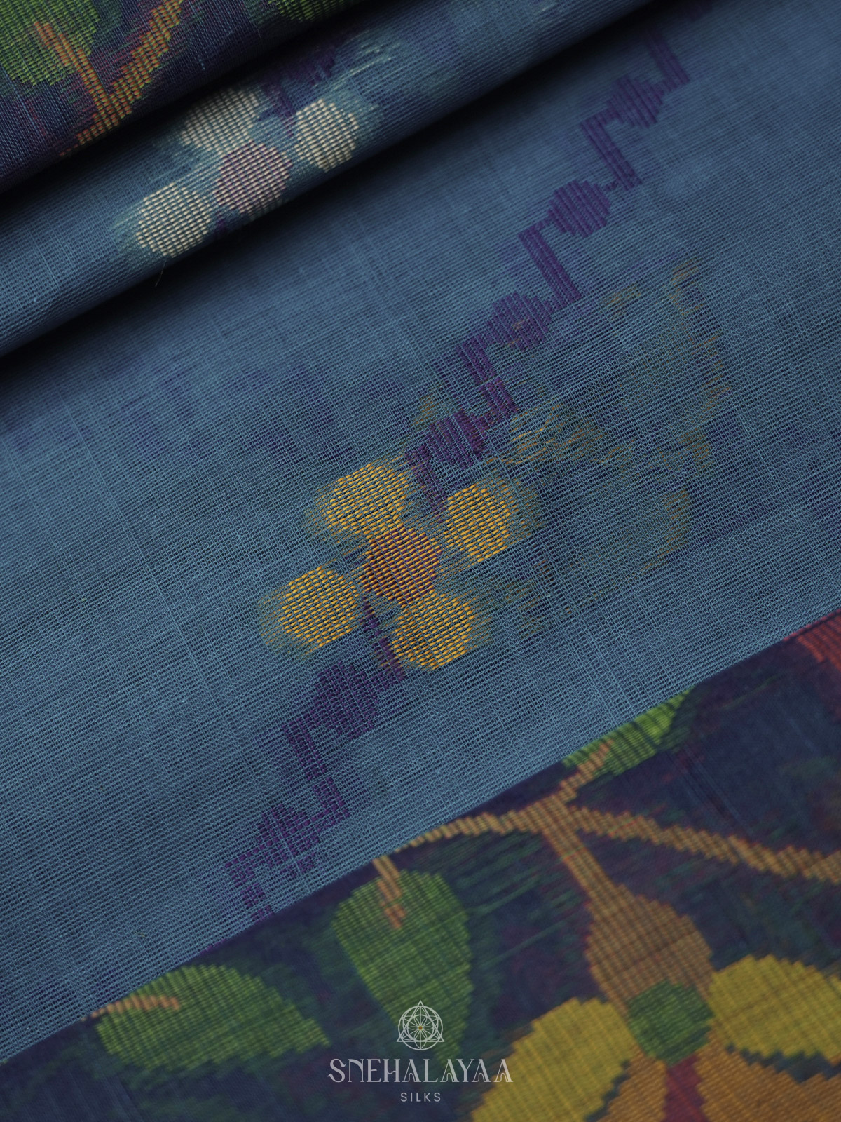 Peacock Blue Bengal Cotton Saree
