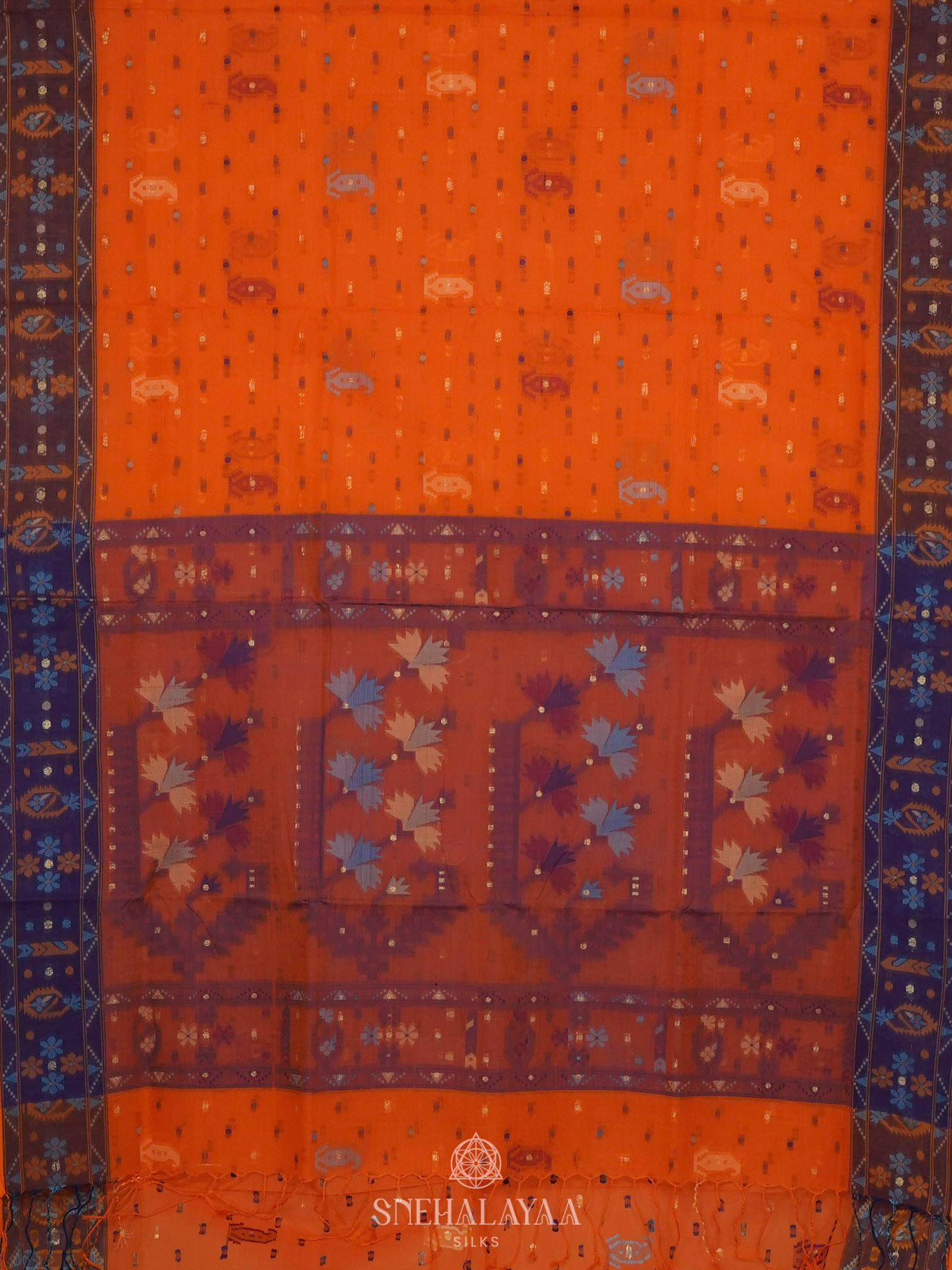 Orange Bengal Cotton Saree