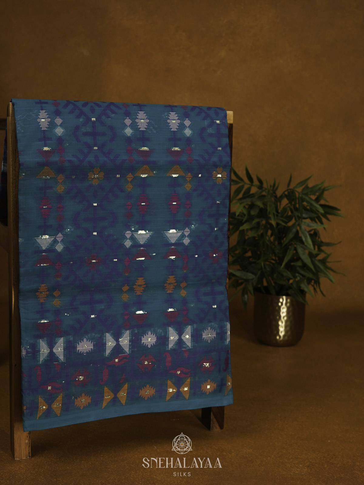 Peacock Blue Bengal Cotton Saree