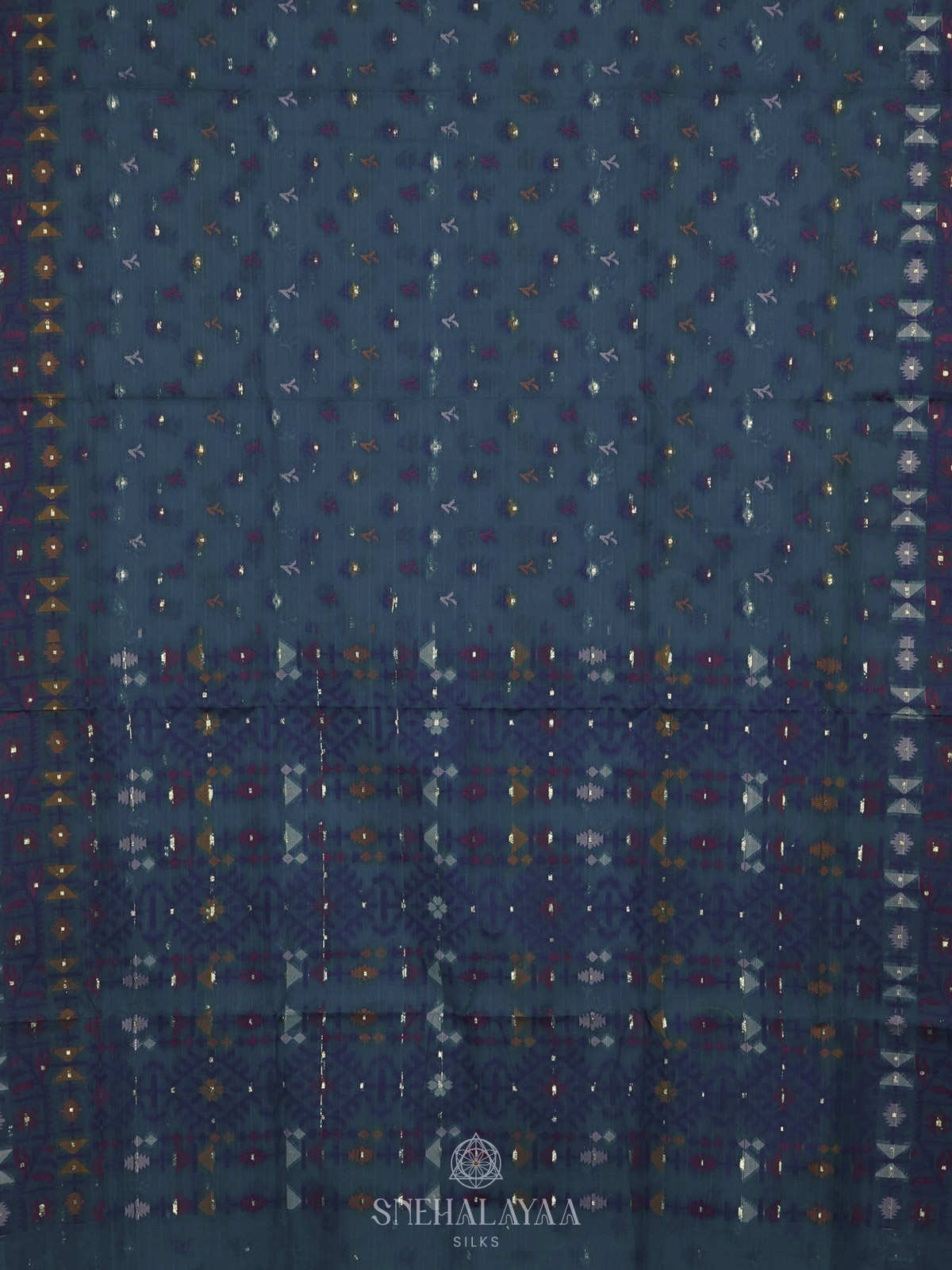 Peacock Blue Bengal Cotton Saree