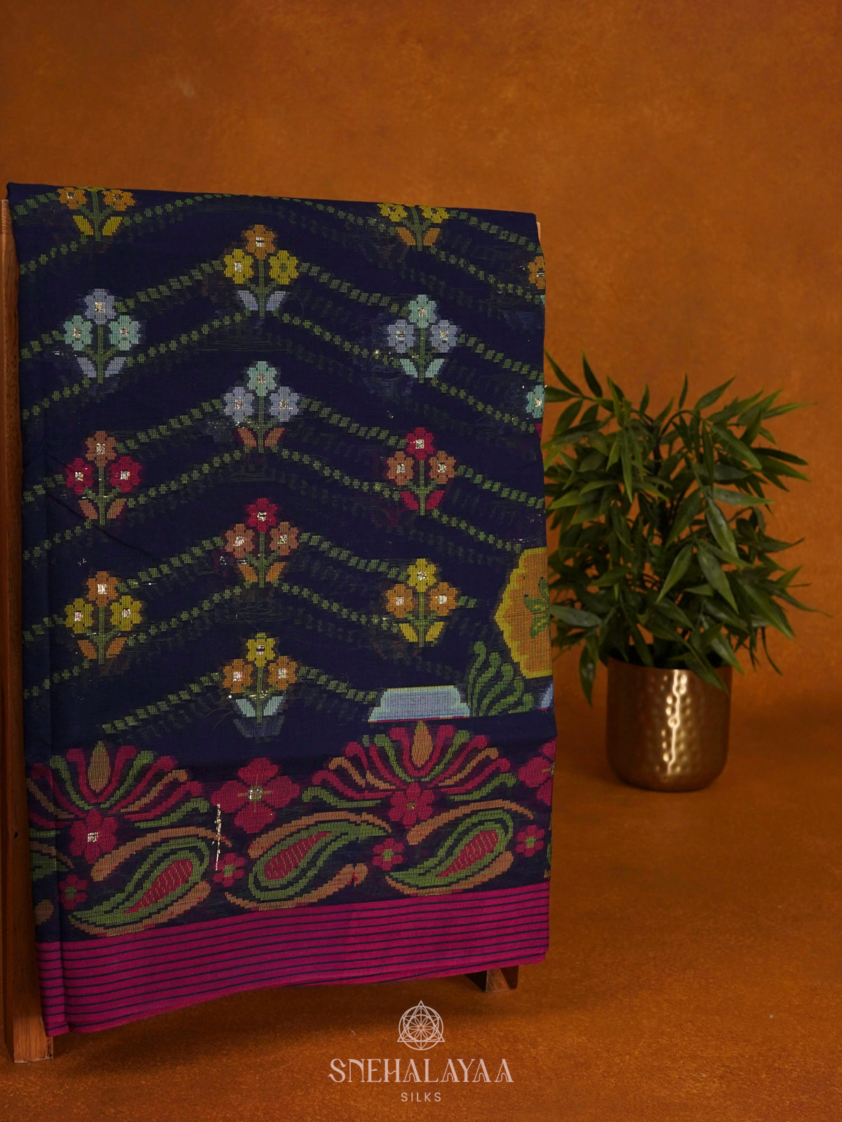Navy Blue Bengal Cotton Saree
