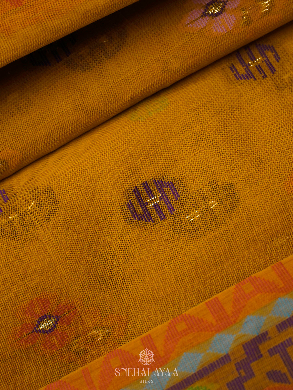 Mustard Bengal Cotton Saree