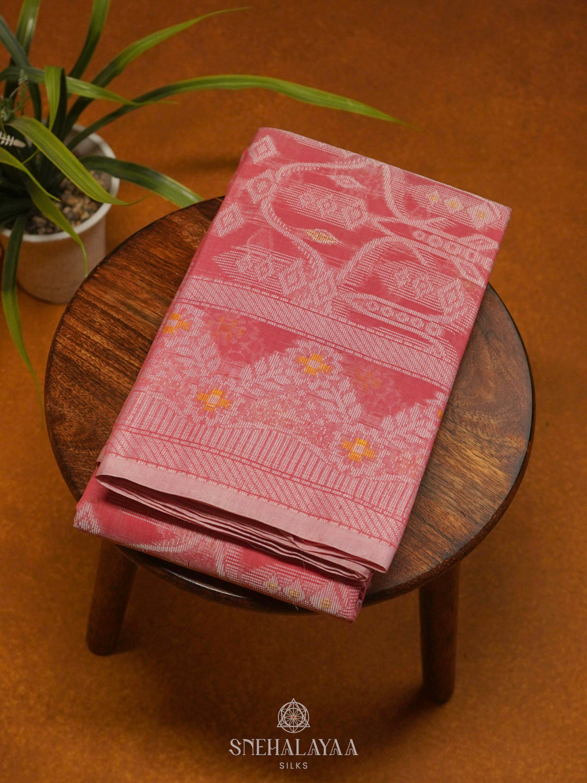 Peach Bengal Cotton Saree