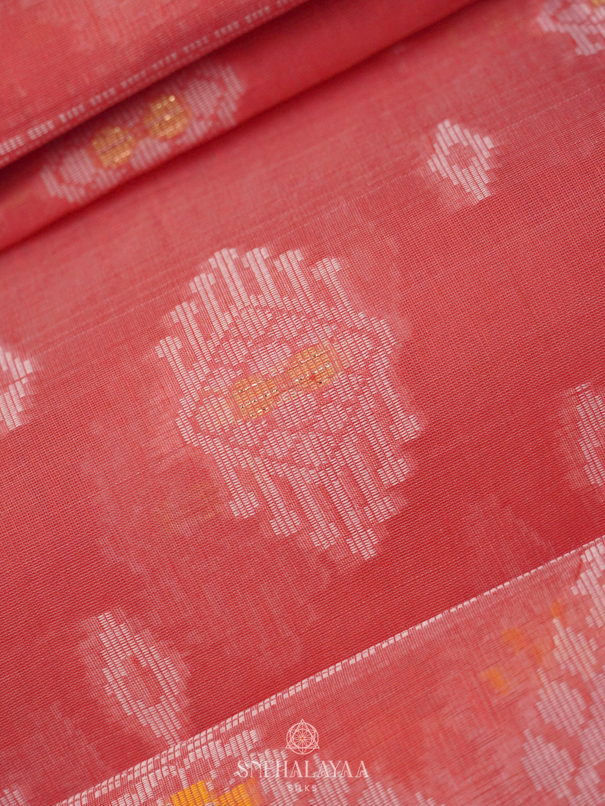 Peach Bengal Cotton Saree