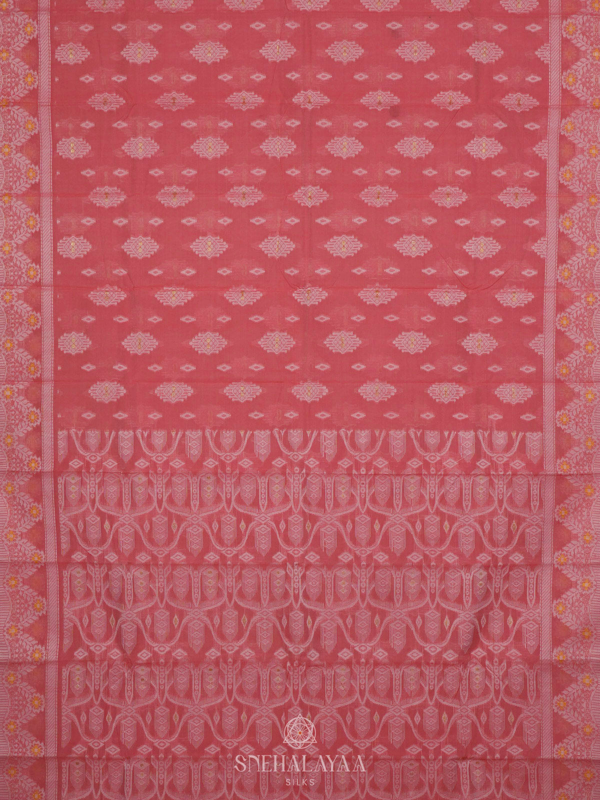 Peach Bengal Cotton Saree