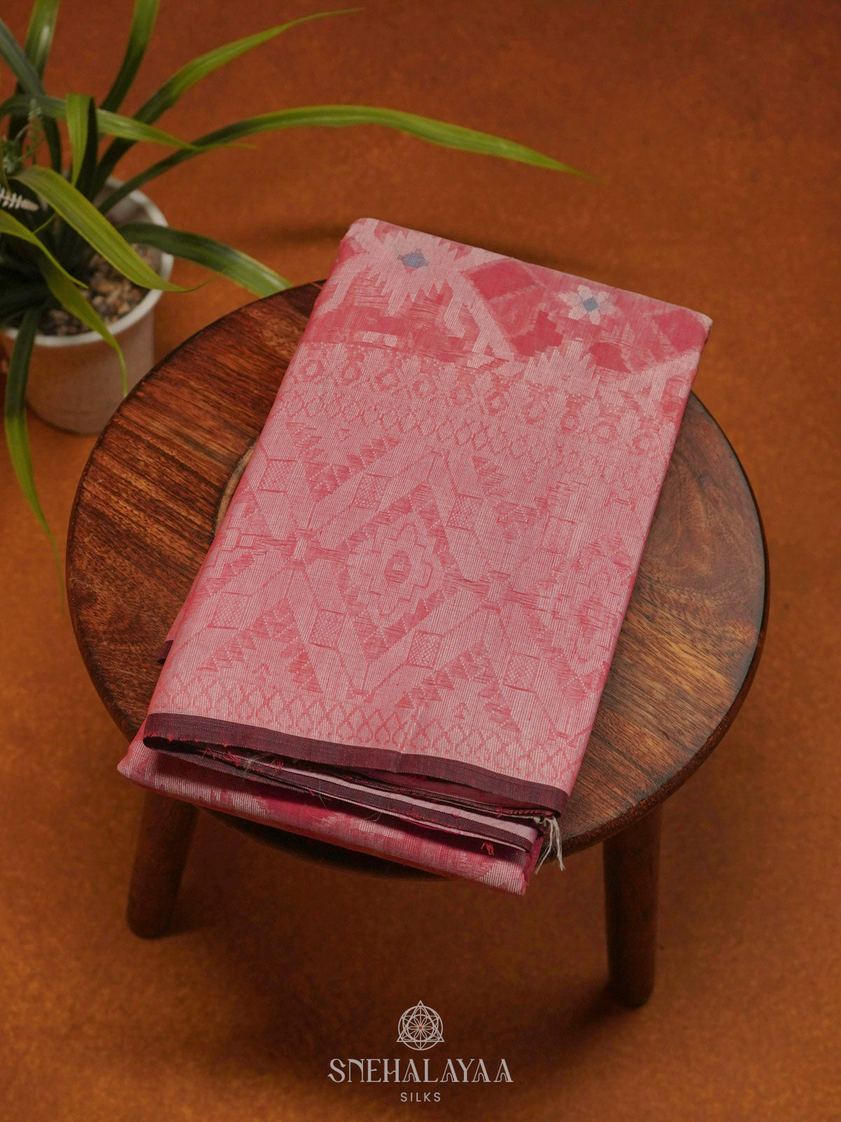 Peach Bengal Cotton Saree