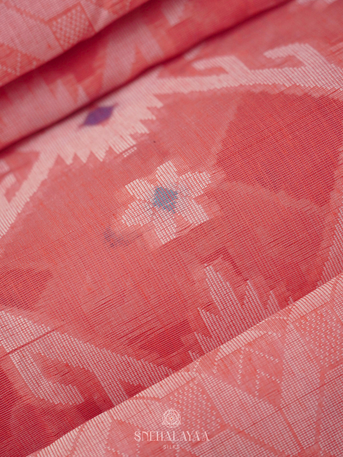 Peach Bengal Cotton Saree