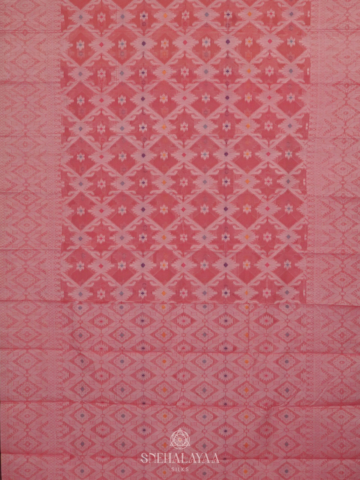 Peach Bengal Cotton Saree