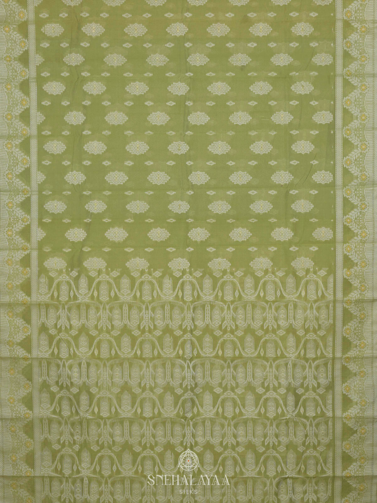 Pista Green Bengal Cotton Saree