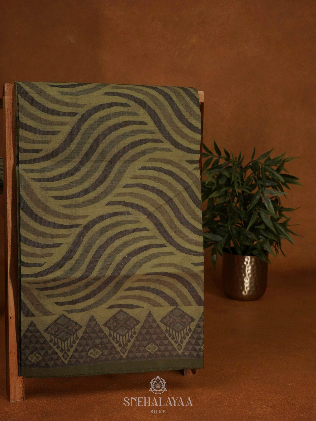 Olive Green Bengal Cotton Saree
