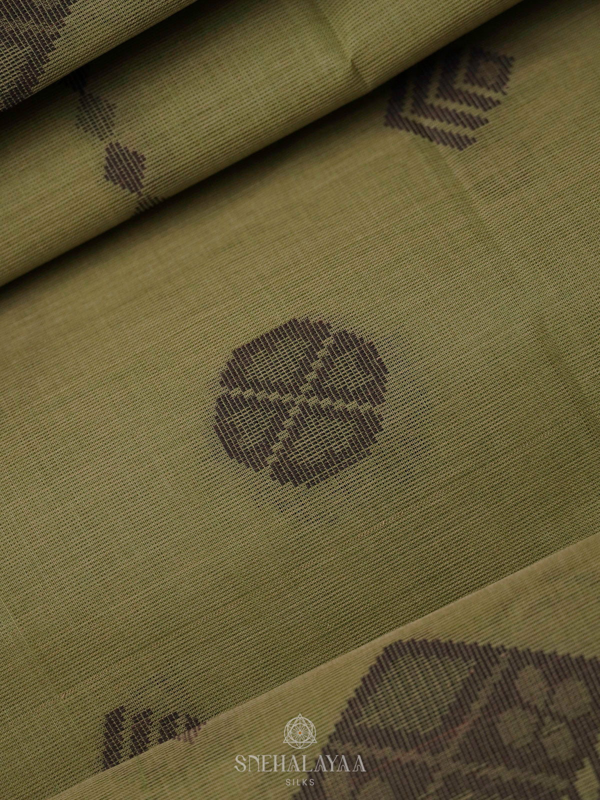 Olive Green Bengal Cotton Saree