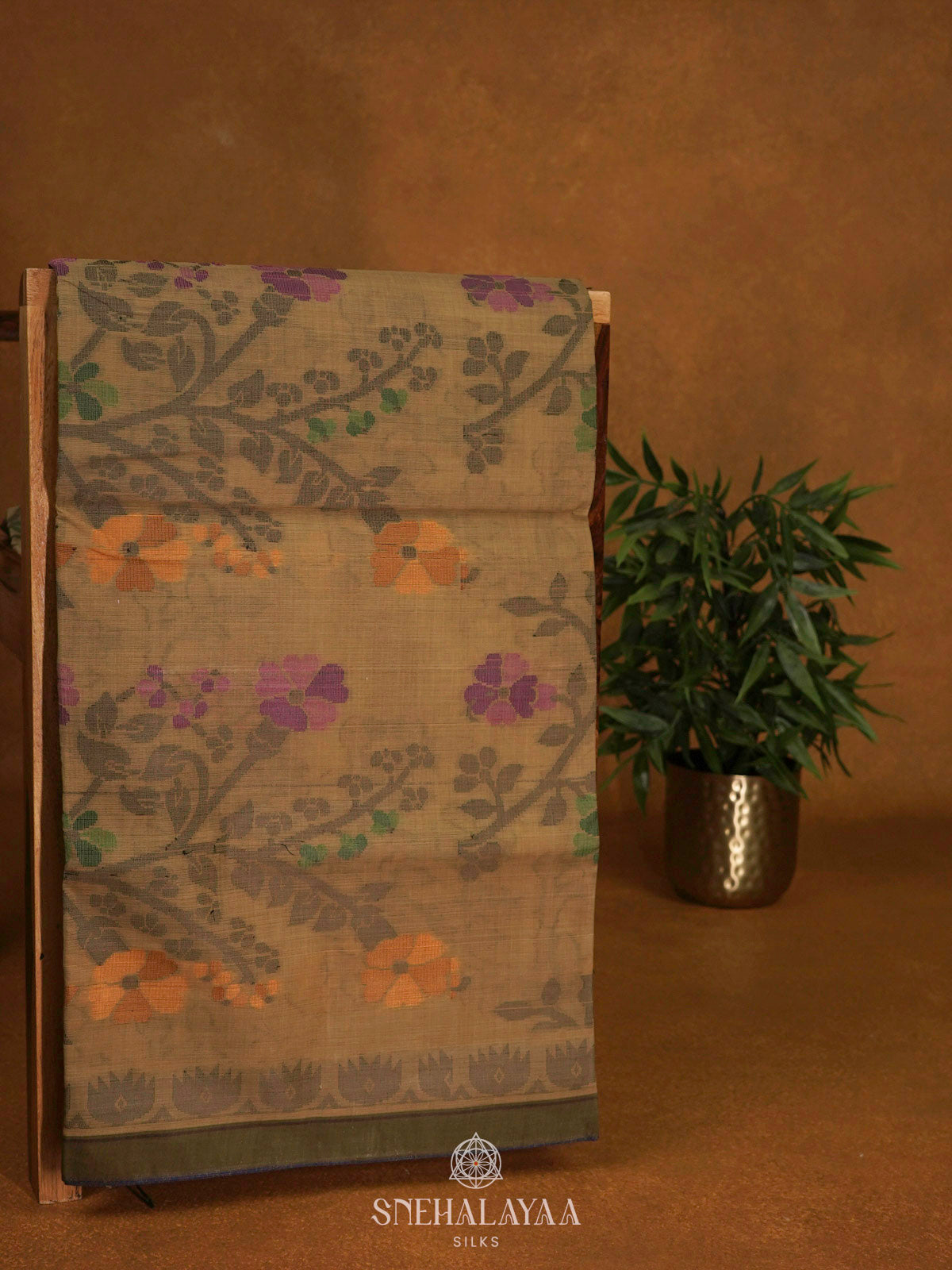 Mustard Bengal Cotton Saree
