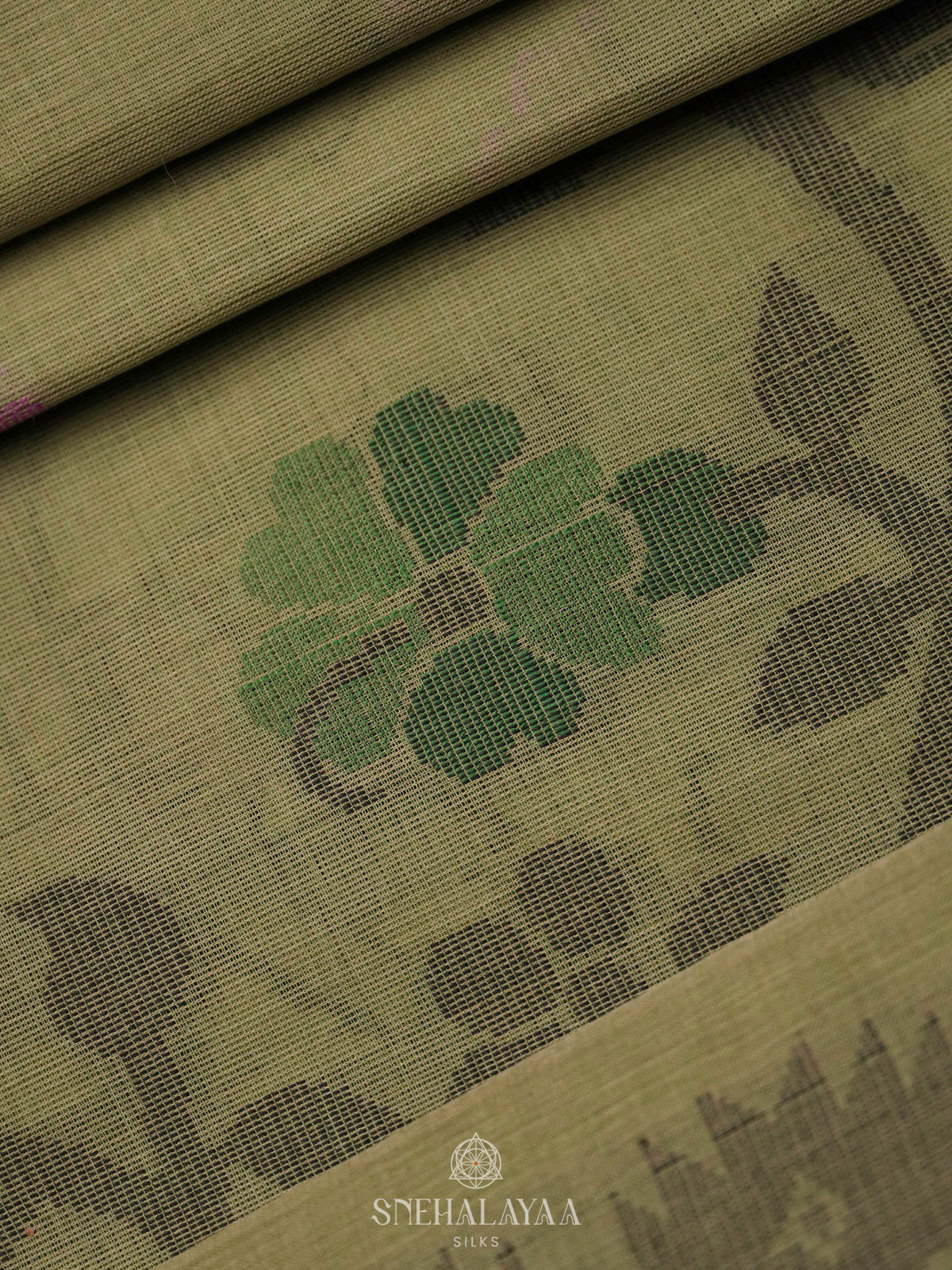 Olive Green Bengal Cotton Saree